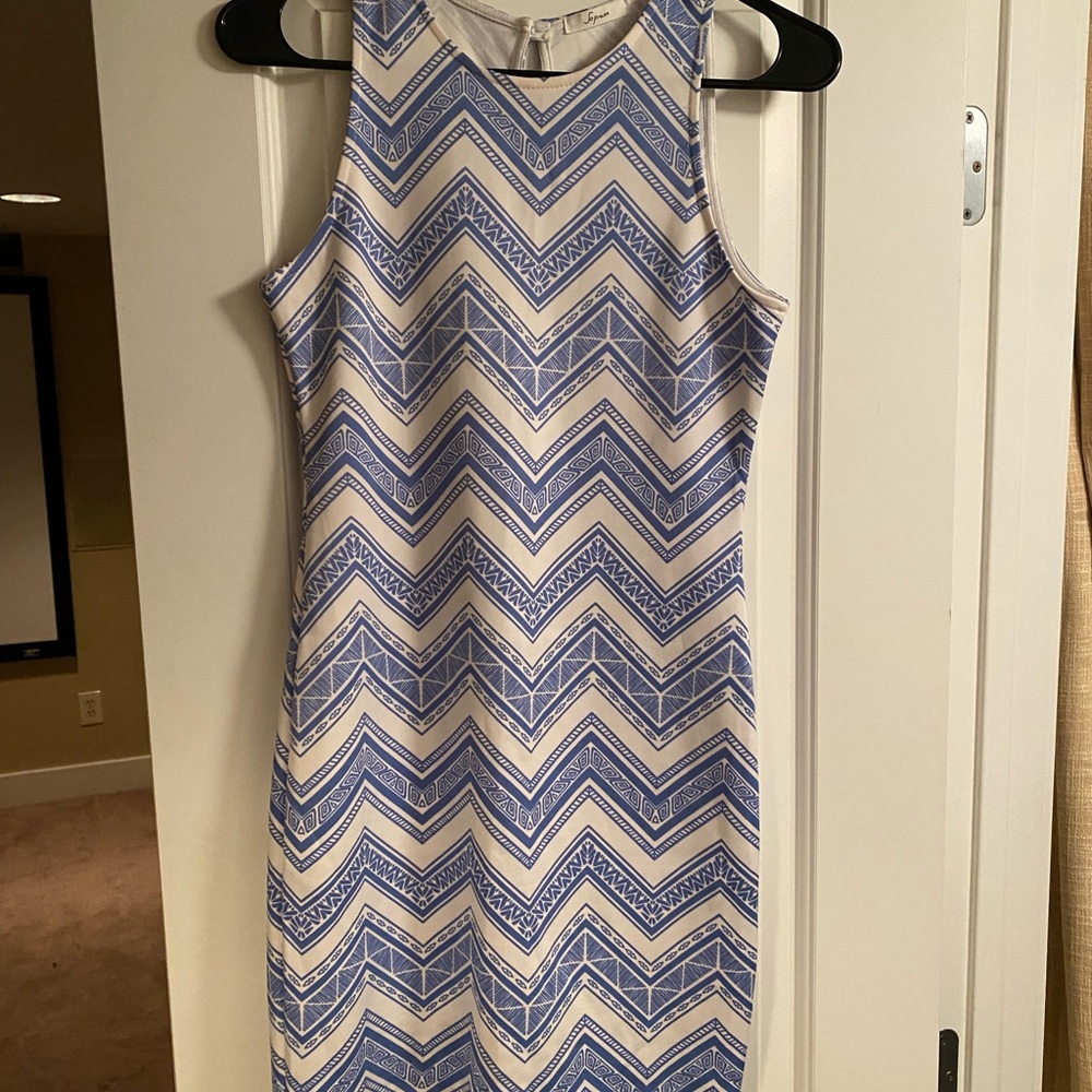 Blue and White Chevron Dress
